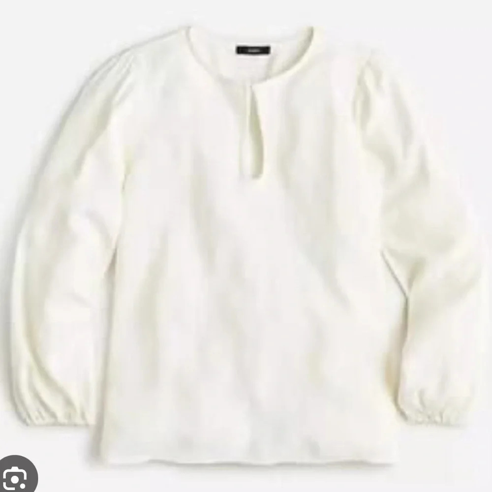 J.Crew NWT Puff-Sleeve Satin-Back Crepe Top - Ivory Size PXS - Picture 2 of 2